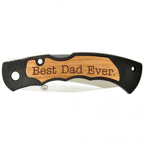 Best Dad Ever Laser Engraved Stainless Steel Pocket Knife