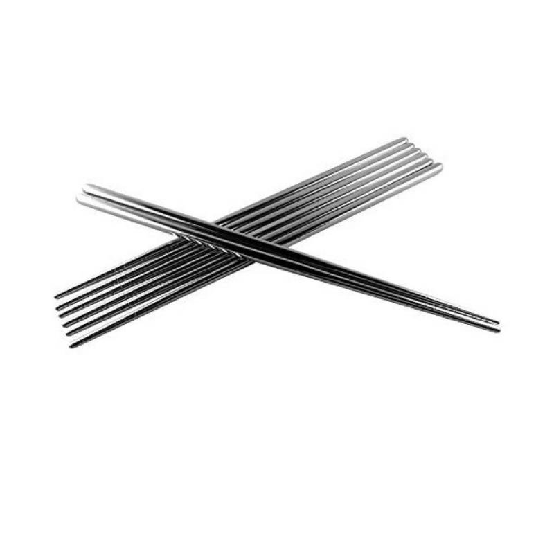 Clutch Productions Premium Stainless Steel Korean Chopsticks - Non-Slip Grooves - Strong & Lightweight - 4 Pairs