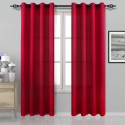 DWCN Red Window Curtain Panel With 8 Grommets
