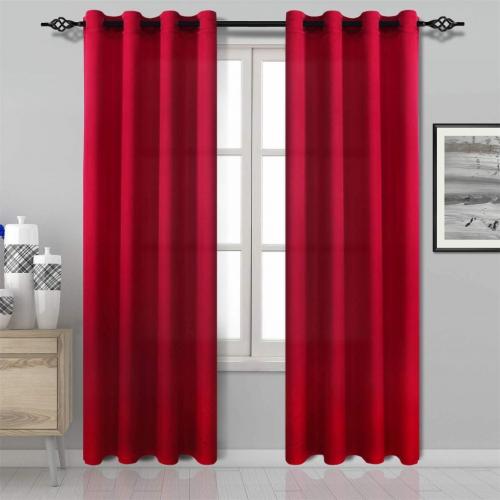 DWCN Red Window Curtain Panel With 8 Grommets