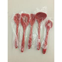 Star Pack Home Ultimate 5 Piece Silicone Kitchen Utensil Set, Red