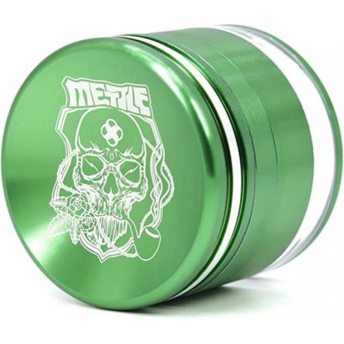 Ben Yan 4-Piece 2 1/2 Clear Bottom Cover Concave Aluminum Top Spice Grinder 8811-63, Green
