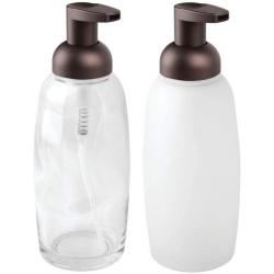 MDesign Modern Glass Refillable Soap Dispenser Pump Bottles