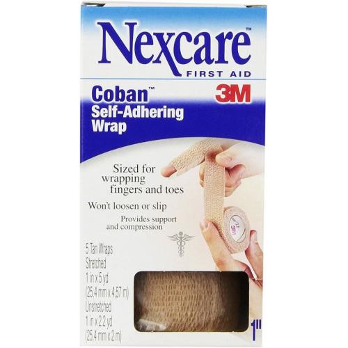 Nexcare Coban - Self-adhesive wrap, tan, 1 inch x 5 yards