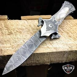 8 FANTASY FOLDING Dagger Dirk POCKET KNIFE Damascus Ninja Blade Diablo