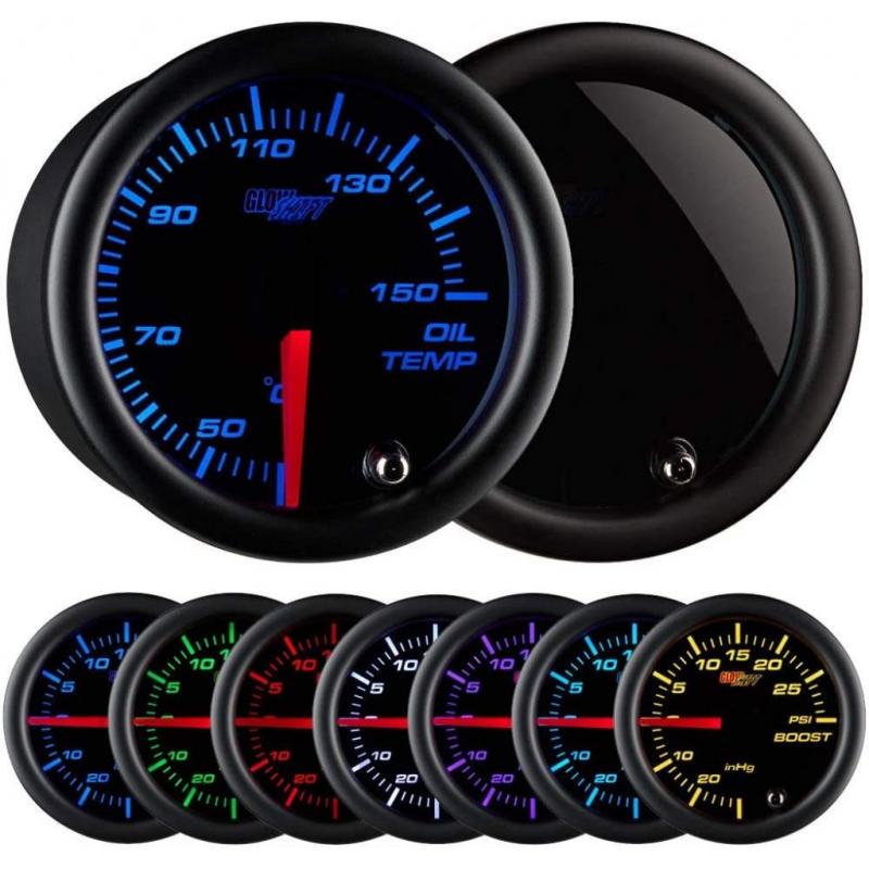 Tinted 7 Color Series Oil Temp Gauge Blue