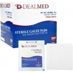 4’’ x 4’’ Sterile Gauze Pads, 100 Count