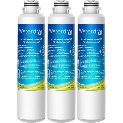 Waterdrop DA29-00020B Samsung Water Filter for Refrigerator, Replacement for DA29-00020A/B, Haf-Cin/Exp, DA29-00020B-1, RF25HMEDBSR, RF28HMEDBSR, RS25J500DSR, RF263BEAESR&More Models, 3 Carbon Filters