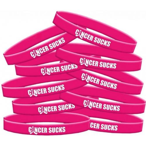 Silicone Bracelet (Cancer Sucks) Hot Pink - Pack of 10