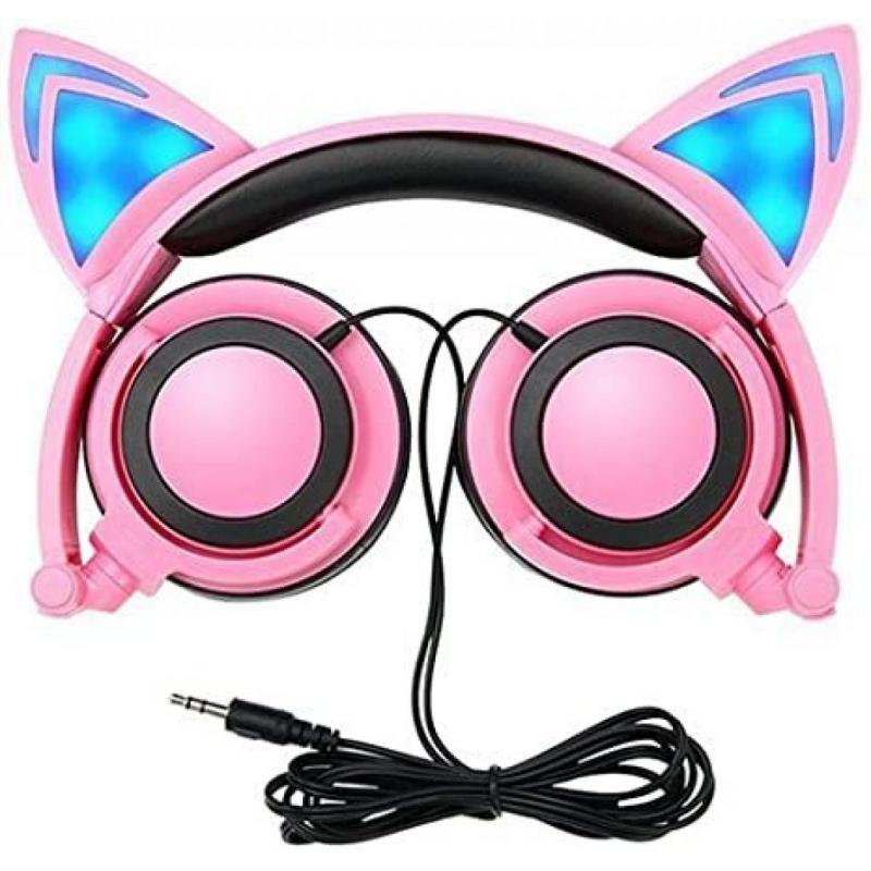 GOGOING Kids Headphones with LED Flash Wired Mode, Foldable Game Headset