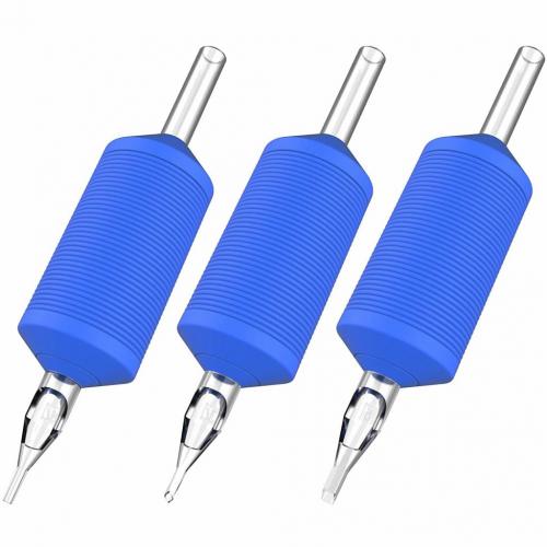 Silicone Soft Blue Disposable Tattoo Tubes with Clear Long Tips