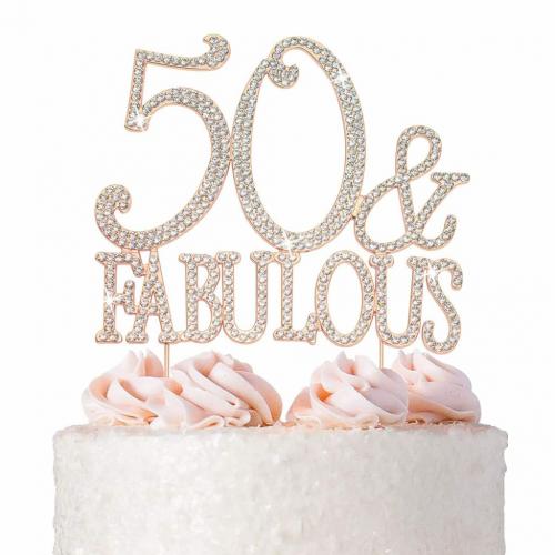 50 Cake Topper - Premium Rose Gold Metal