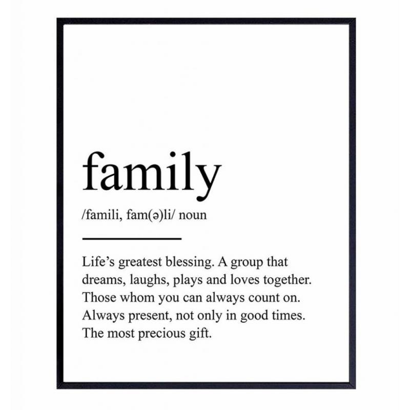 Inspirational Typography Art Print, Family Definition Wall Art Poster