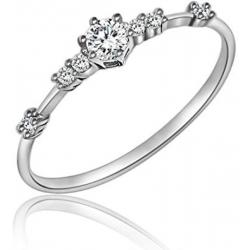 JESMING 7 Tiny Diamond Pieces of Exquisite Ring Stacking Rings