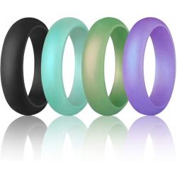 Metallic Silicone Wedding Ring for Women, Size 7-8