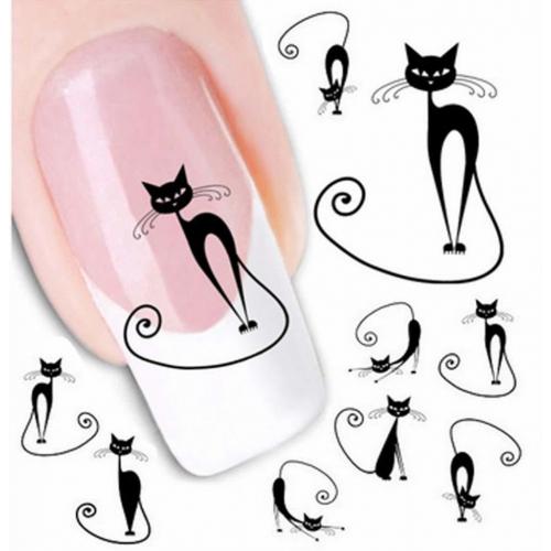 Stylish Black Cat Nail Art Images