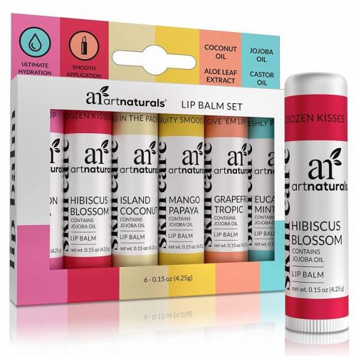 Artnaturals Natural Organic Lip Balm Beeswax - (6 x .15 Oz / 4.25g)