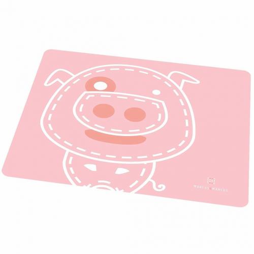 Non-Slip Silicone Placemat for Kids, Pink Pig by Marcus & Marcus
