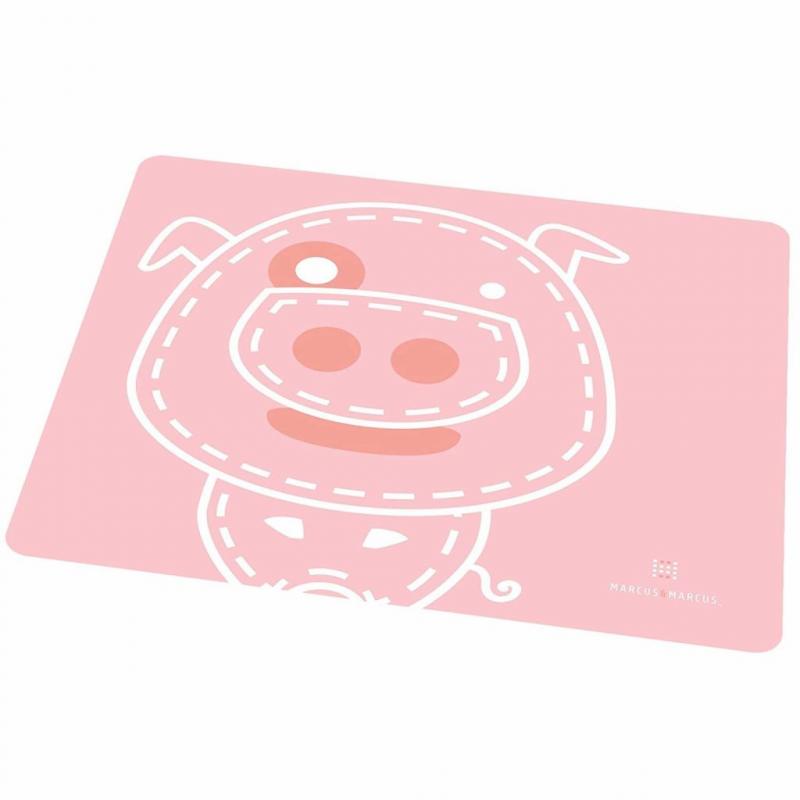 Non-Slip Silicone Placemat for Kids, Pink Pig by Marcus & Marcus