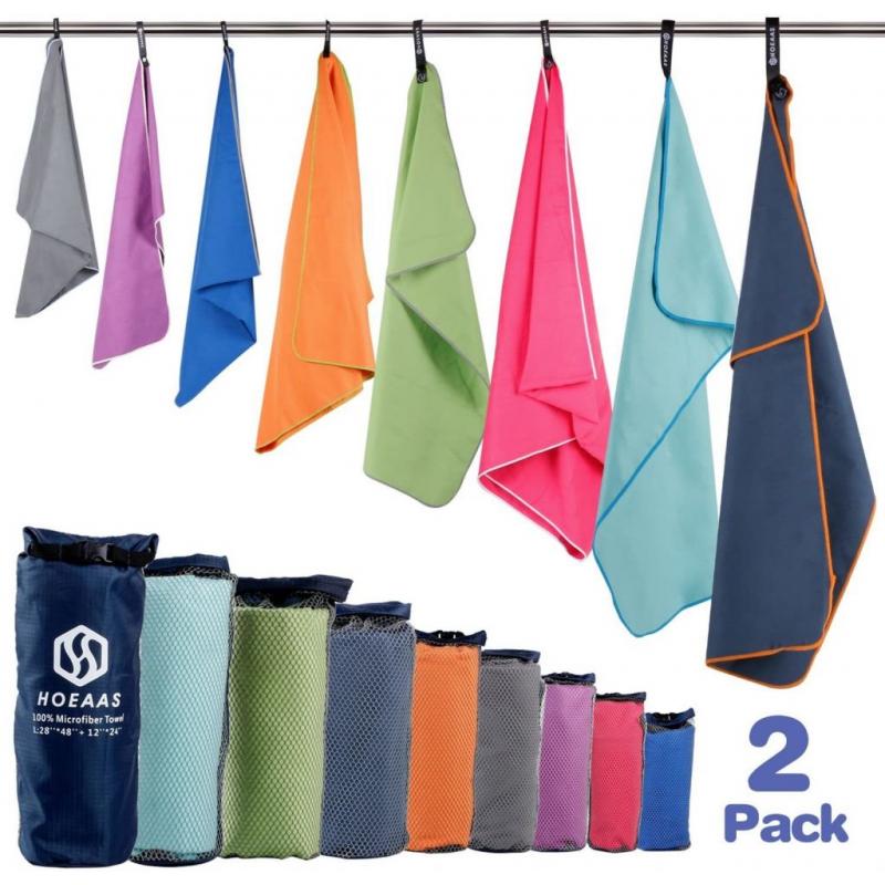 HOEAAS 2 Pack Microfiber Travel & Sports & Beach Towel - XL