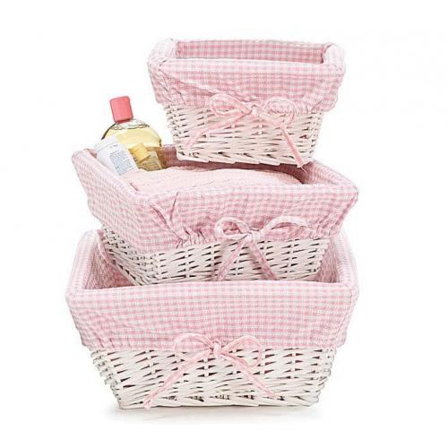Pink and White Wicker Gift Baskets