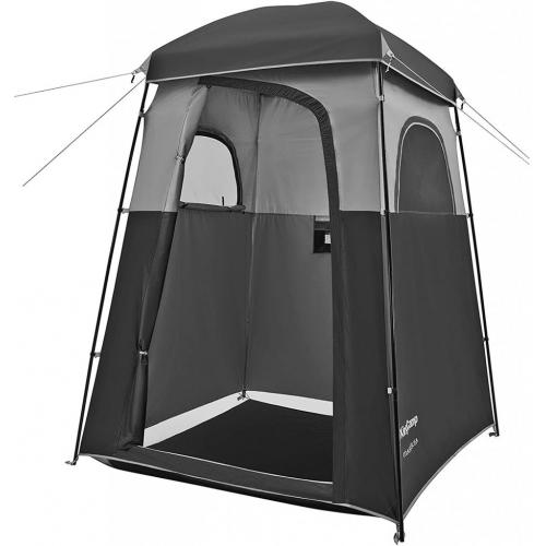 KingCamp XL Large Oversize Privacy Shelter Portable Outdoor Shower Tent, Changing Dressing Room Tent, Toilet Tent, Potty Tent with Windows for Camping & Beach,Easy Set Up, Carry Bag, Gray