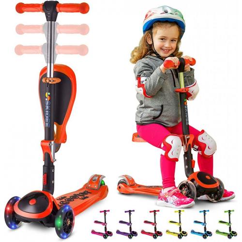 SKIDEE Kick Scooters for Kids 2-12 Years- Foldable Scooter with Removable Seat,