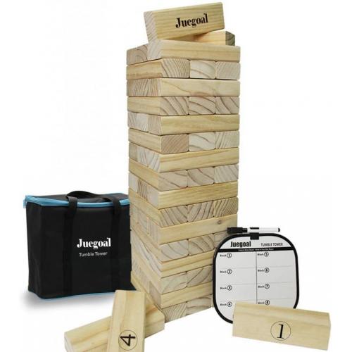 Juegoal 54 Piece Tumble Tower Wooden Block Set For Adults, Kids, and Familys,