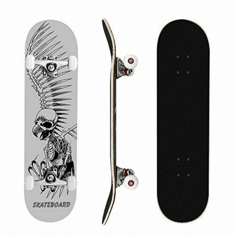Mammy Gol Black Skateboard, With Skeleton On the Back