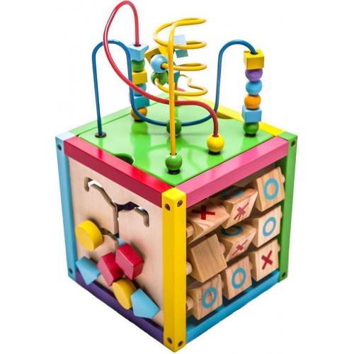 Toddler Essential Wooden 6-in-1 Play Cube Activity Center - 8