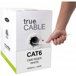 Truecables Cat6 Plenum (CMP), 1000ft, White, 23awg 4 Pair Solid Bare Copper