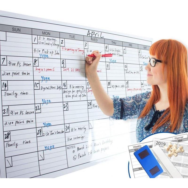 Dry Erase Monthly Laminated Jumbo Whiteboard Calendar, 25 by 38