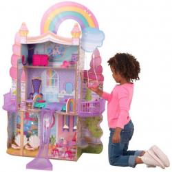 KidKraft Rainbow Dreamers Unicorn Mermaid Wooden Dollhouse with 15 Accessories