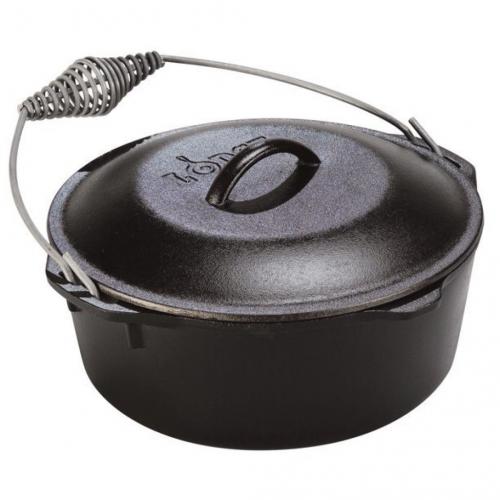 Lodge 5 Quart Spiral Bail Handle Cast Iron Dutch Oven