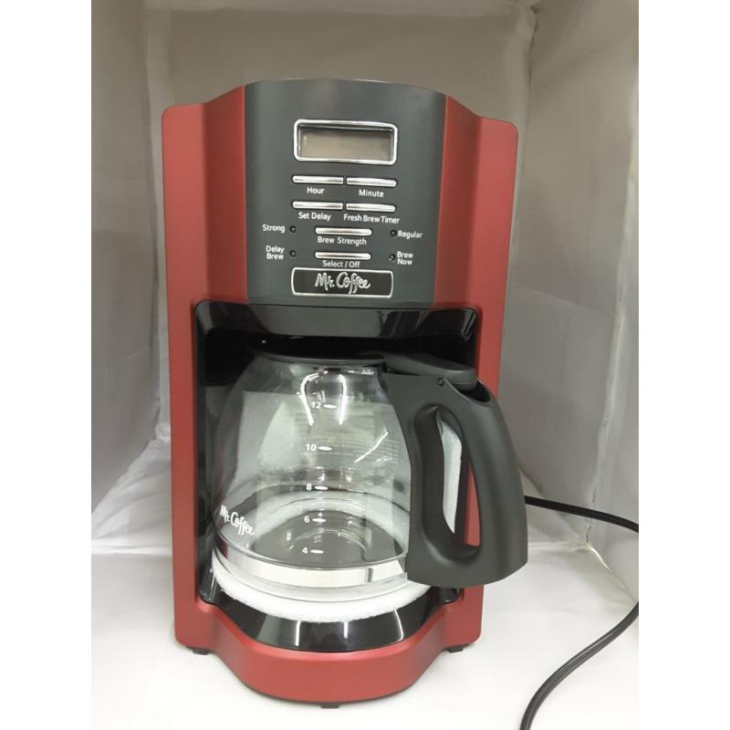 Mr coffee rapid brew system brews 20% faster, 12 cups, grab a cup auto pause, 2 hour auto shut off