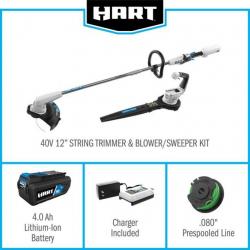HART 40-Volt Cordless 12-inch String Trimmer and Blower Combo