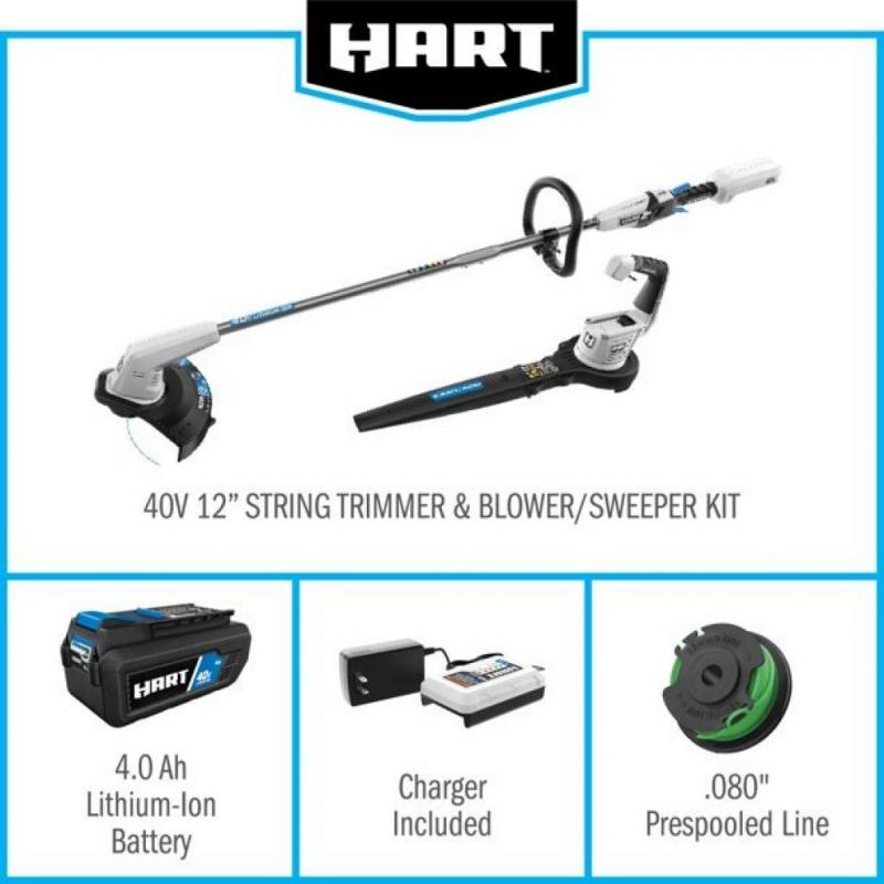 HART 40-Volt Cordless 12-inch String Trimmer and Blower Combo