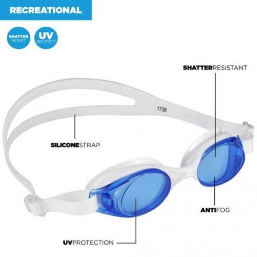 US divers adult goggles anti fog and shatter resistant blue and white