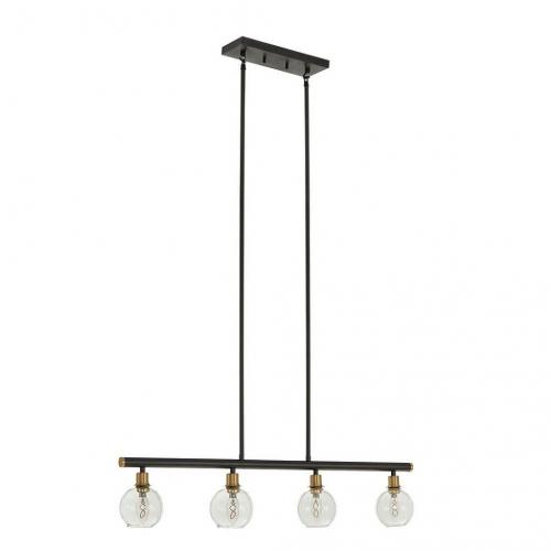 Matte Black Modern 4-Glass Globe Pendant Light