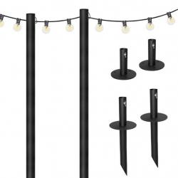 Bistro String Light Poles - 2 Pack - Extends to 10 Feet - Universal Mounting Options Included with 50 feet of G40 Lights
