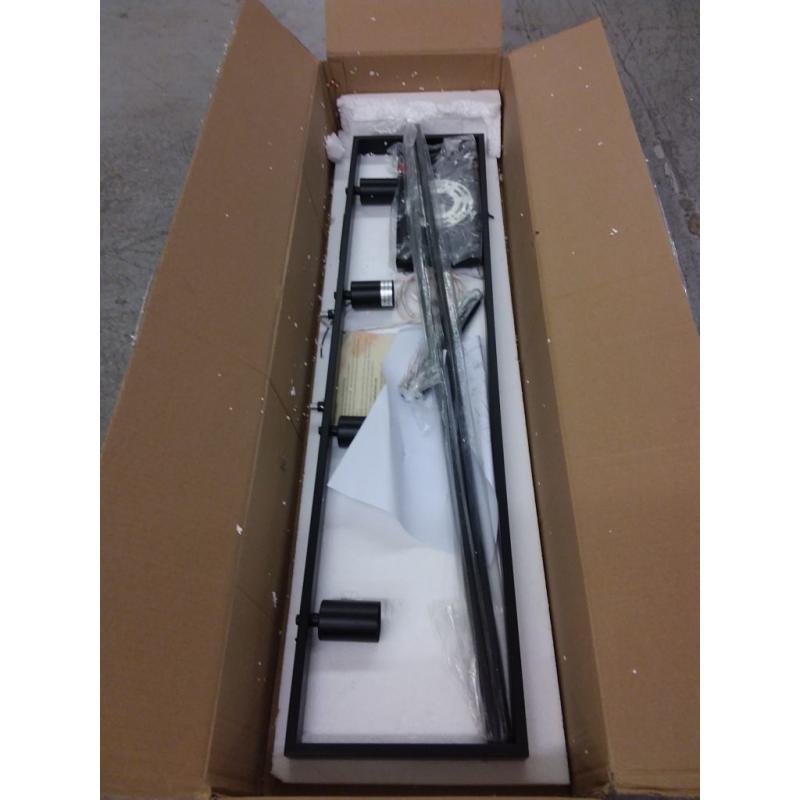 Ken & Ricky 4-Light Farmhouse Chandelier, Rustic Dining Room Light Fixture, 35.45 inch Kitchen Island Lighting Pool Table Pendant Light, Solid Wood and Metal Frame