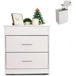 White nightstand with 2 drawers and elevating top