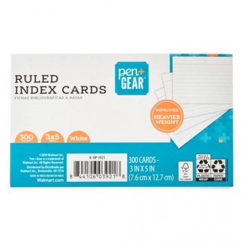 Pen + Gear Ruled Index Cards 3 x 5 inches, White, 300 Count