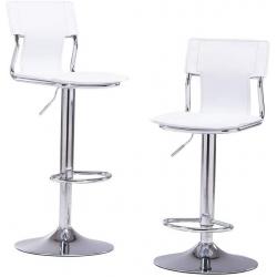 Sidanli White Adjustable Swivel Counter Bar Stool Chairs with Back (Set of 2)