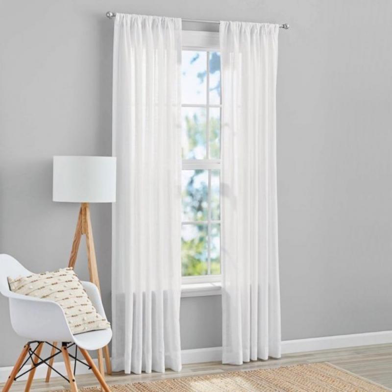 MainStays 84-inch sheer panel rod pocket white curtains