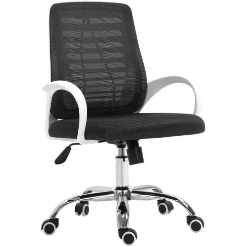 Mid-Back Mesh Office Chair Lumbar Support Computer Chair, Ergonomic Desk Chair with Height Adjustment and Metal Base (Black & White)