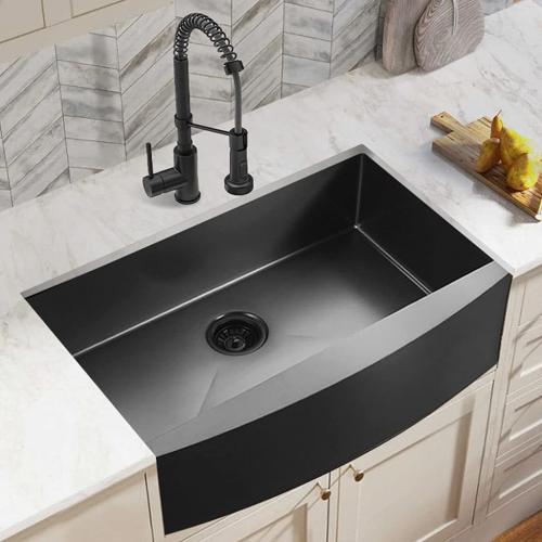 ALWEN 33 inch Black Kitchen Sink Stainless Steel 10 Inch Deep