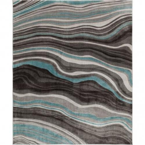 Better Homes & Gardens Waves Indoor Area Rug, Teal, 5' x 7'