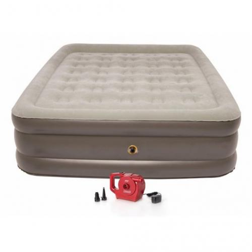 Coleman SupportRest Pillowstop Airbed 18 in Double-High, Queen, External Rechargeable Pump Included