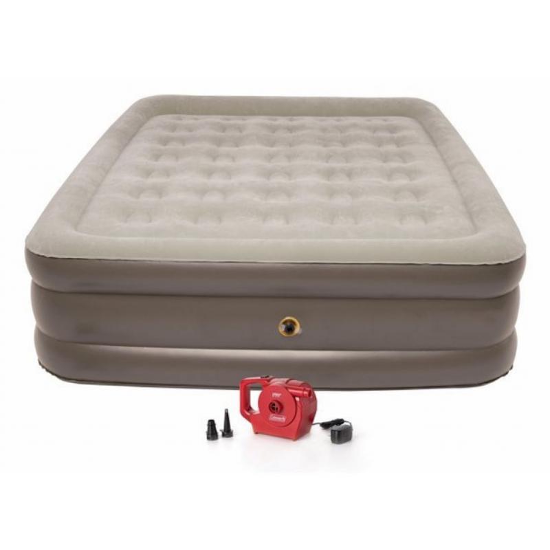 Coleman SupportRest Pillowstop Airbed 18 in Double-High, Queen, External Rechargeable Pump Included